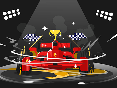 car car cartoon drifting flat formula 1 illustration sports track vector