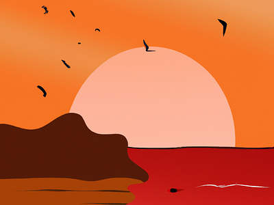 Sunset design graphic design illustration nature nice sea sunset ui vector