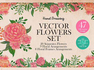 Vintage Flower Vector Set