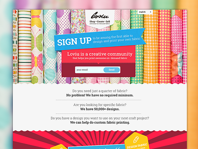 Loviu.com - Splash page creative design fabric homepage splash webdesign