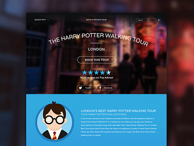 Harry Potter Walking Tour illustration photography tour tourism typography ui ux vector website