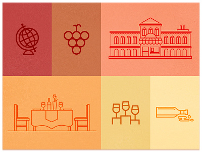 Wine Venue Illustrations branding illustration orange outline red vector warm yellow