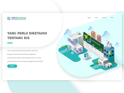 Indonesian Health Card clean health home illustration infographics isometric landing page page simple vector web