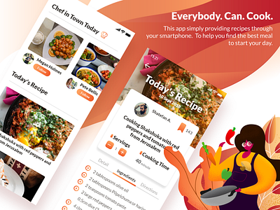 Everybody Can Cook cook design illustration illustrator iphone mobile ui simple ui ux vector xd