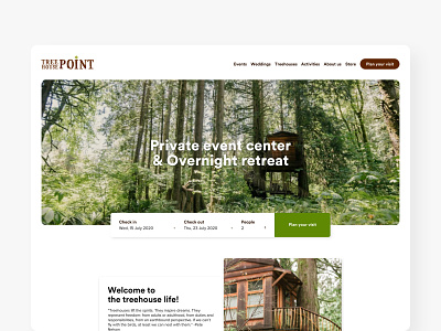 Treehouse Point Homepage animal planet concept design homepage minimal nelson treehouse redesign redesign concept treehouse treehouse point trees ui uidesign web design