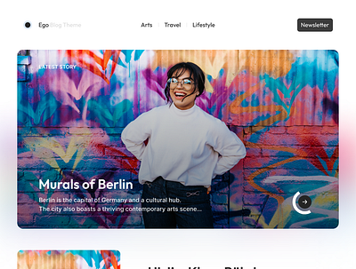 Ego Blog Theme app blog colourful design figma golden graphic imagery lifestyle minimalist modern modular ratio rounded template theme typography ui ux web