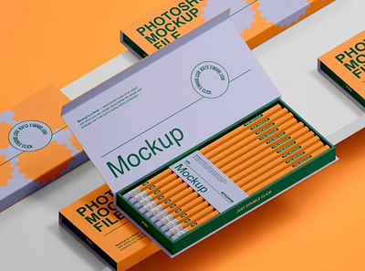 Pencil Packaging Mockup Set adobe photoshpo design mock up mock ups mockup mockup set photoshop psd