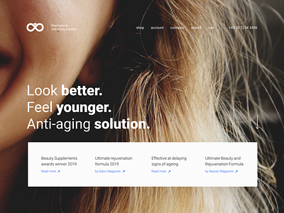 Hero section of anti-aging solution website clean collagen hero hero section landing ui web white