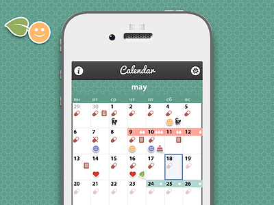 Calendar for women, without pink color) app calendar interface ios iphone mobile stickers ui