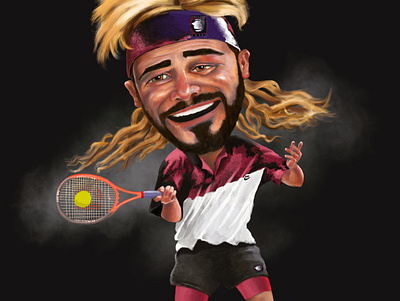 Caricature - Andre Agassi caricature illustration procreate