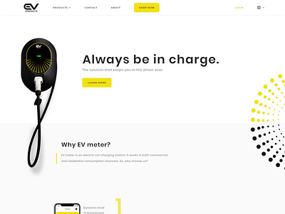 EV meter adobe xd design hero banner homepage minimal ui web website yellow design