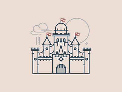 Castle castle clouds fairytale flag gate illustration moon tower vector