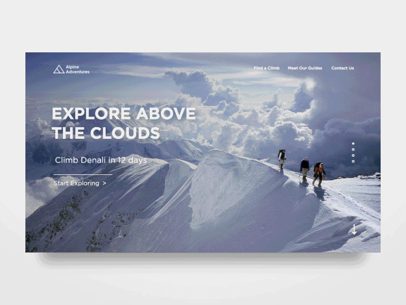 Daily UI #003 : Home Page after effect animation dailyui dailyui 003 denali everest homepage mountaineering mountains rainier ui