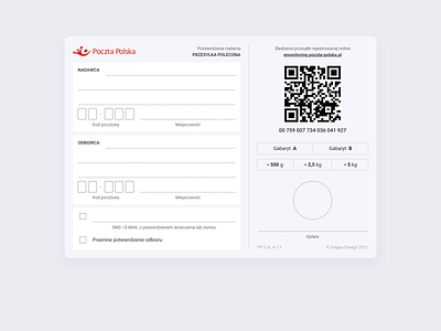 Potwierdzenie nadania card clean delivery design flat letter package post office ui ux