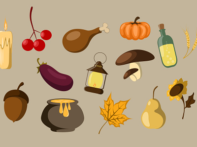 Element Set Vector for a Thanksgiving day thanksgiving food