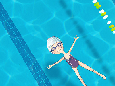Pool illustration. pool. princess. swim. water.