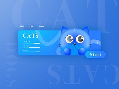 Cat blue cat color cute design game ui photoshop ps ui