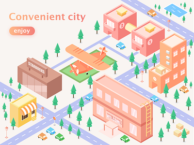 Convenient city 2.5d illustration