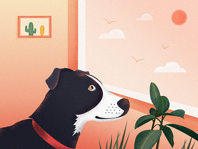 Lovely dog dog flat illustration texture