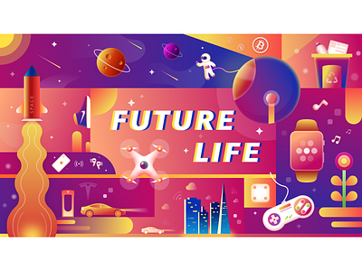 Future Life flat illustration