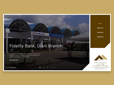 Amal Consortium architectural design landing menu bar website