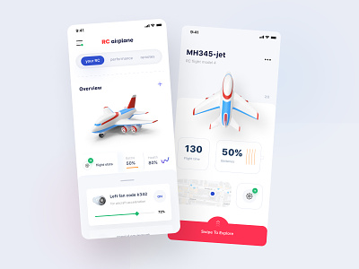 RC Airplane Apps 2021 3d airplane car dashboard design designer flights graphic design illustration interface ios logo minimalist mobile smooth trend ui