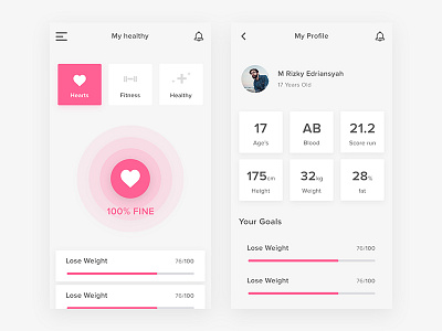 healthy apps 2017 apps care clean design healthy hearts moddern pink smooth ui ux