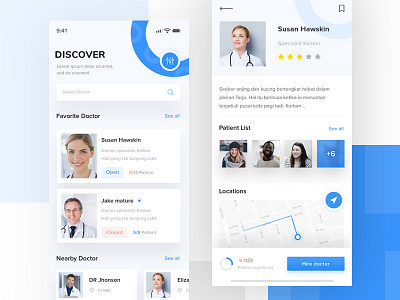 Finding Doctor apps blue design designer dribbble gradient healthy iphone minimalist mobile theme trending white