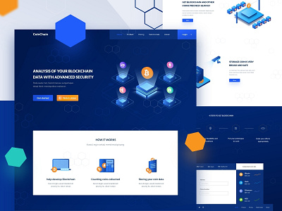 CoinChain Landing page clean designer dribbble illustration interface minimalist smooth ui website concept