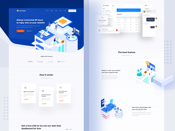 Livechat landing page by M Rizky Edriansyah for Orely on Dribbble