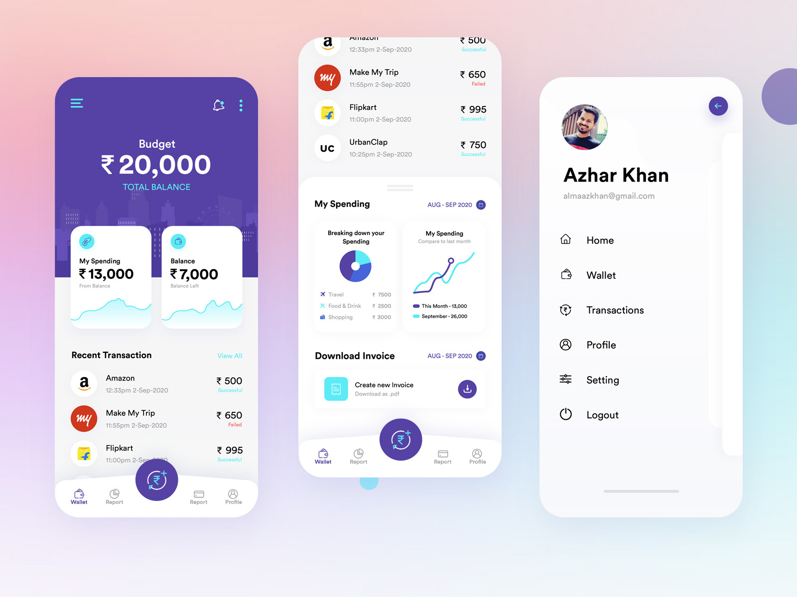 Wallet Dashboard UI UX Design by Azhar Khan on Dribbble