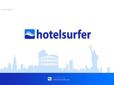Hotel Surfer Logo booking engine illustration logo logo design logo design branding