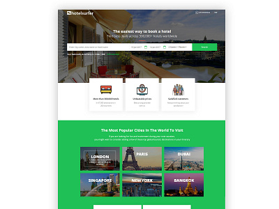 Hotel Surfer Home Page home screen hotel booking layout design ui design uxdesign website design