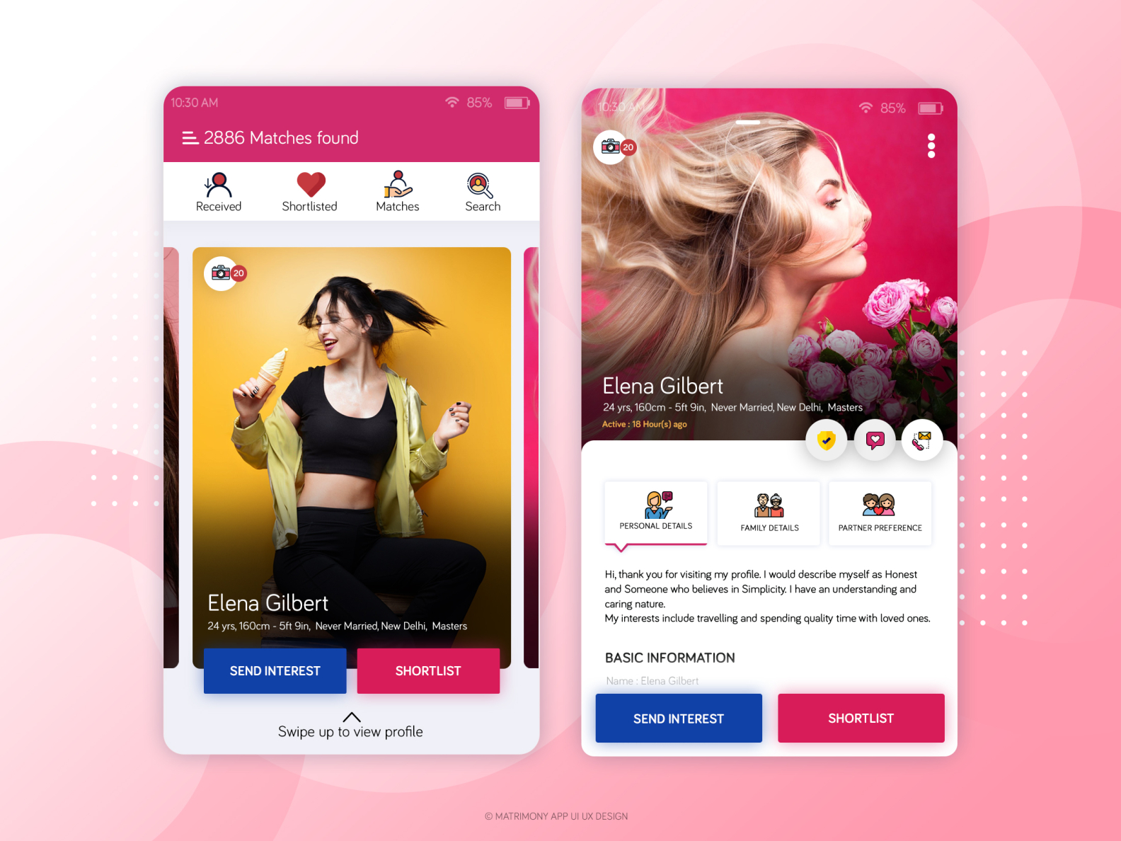 Profile UI UX Design - Matrimony App by Azhar Khan on Dribbble