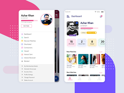 Dashboard Mobile App Design - © LoveVivah