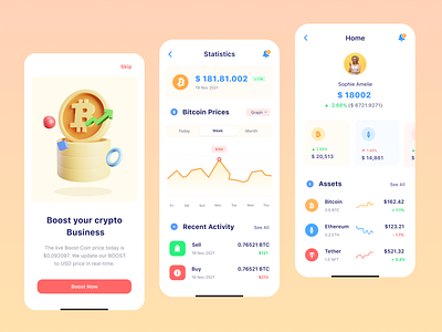 Cryptocurrency App app design bitcoin consept crypto crypto exchange interface investment app mobile app mobile ui ui ux