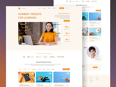 Online course website (e-learning) course e-learning edtech education landingpage language learning online course webdesign