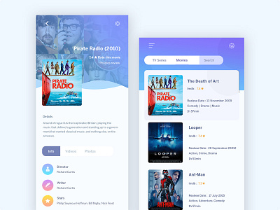 Movie App android ios app design clean color iphone x ux ui