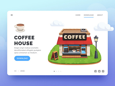 Coffee House Game UI Web cafe coffee cute fun game graphic house restaurant store ui vector web