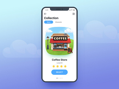 Coffee House Game UI App cafe coffee cute fun game graphic house mobile restaurant store ui vector