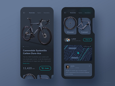 App Bike 3d app bicycle bike concept dark design ecommerce idea map mountain bike road bike shop ui ux