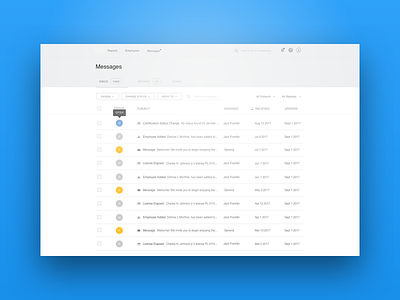 Dashboard blue brighter employee list messages page