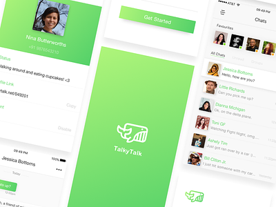 TalkyTalk Messaging App gradient green ios material design messaging app minimal talkytalk messaging app whale