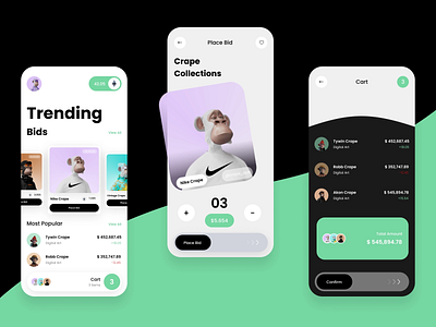 DESIGN FOR A NFT TRADING MOBILE APP branding graphic design ui ux