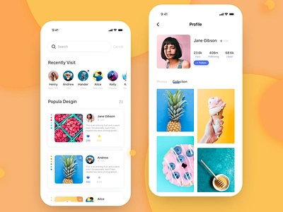 Collecting Pictures App- profile app card collection color daily design illustration ui