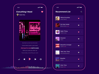 Music Player 2 app color daily design illustration music app practice ui