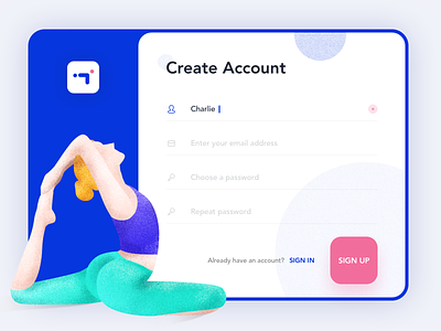 Fitness app-Create account account app daily login logo pad practice sign up ui