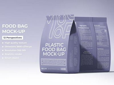 Matte Plastic Food Packaging Bag PSD Mockup