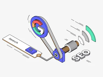 Google SEO Guide for Beginners blog guide illustration isometric ui web