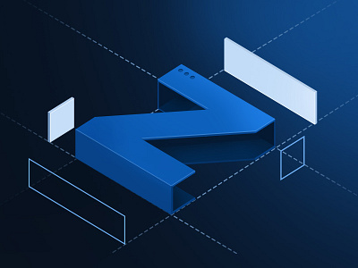 Z–Pattern 3d letter blueprint design illustration isometric letter pattern perspective web